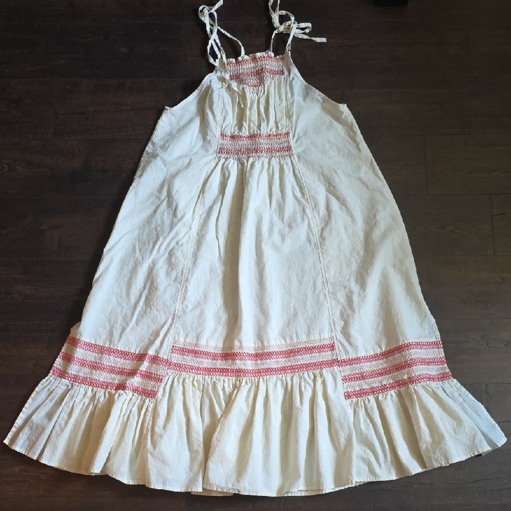 Free People Cream Sundress with Pink Detailed Trim